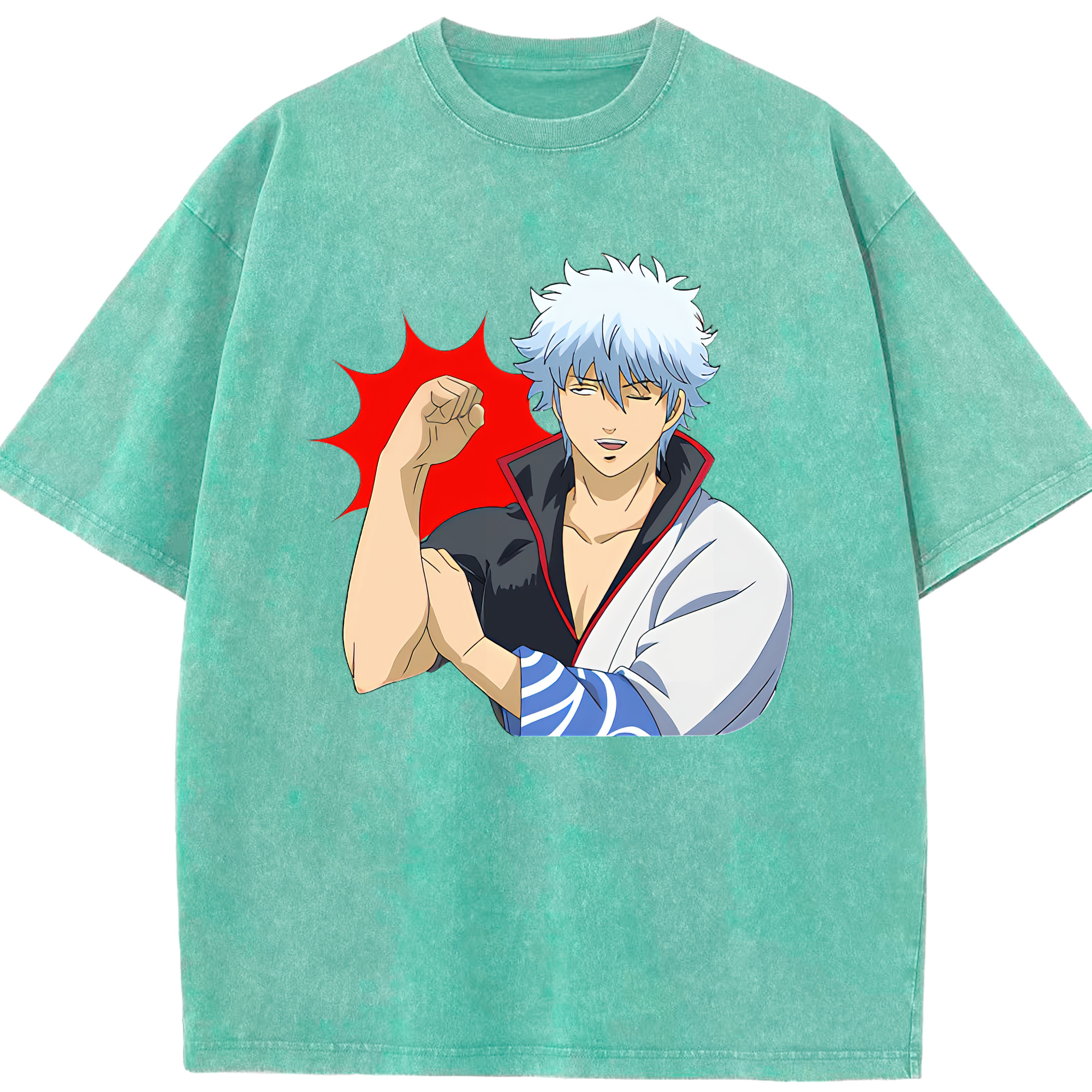 （画像用） ぎんたま 坂田銀時（さかたぎんとき） 神楽 志村新八（しむら しんぱち） GINTAMA Sakata Gintoki Kagura Shimura Shinpachi 綿100% ヴィンテージ風 半袖Tシャツ（フロントプリント）